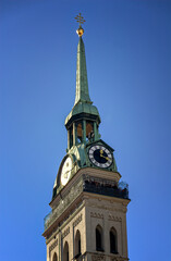 The Church of St. Peter, one of Munich’s landmarks, the oldest parish church in the city of...