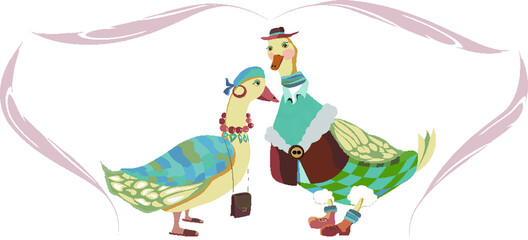Happy Duck couple in love