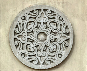 Oriental ornamental decoration on the building wall.
