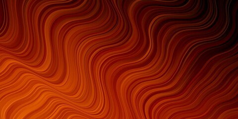 Dark Orange vector background with bent lines. Colorful geometric sample with gradient curves.  Best design for your posters, banners.