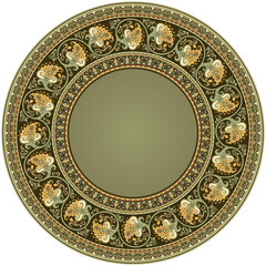 Vector abstract ornamental nature ethnic round frame