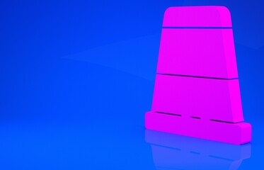 Pink Thimble for sewing icon isolated on blue background. Minimalism concept. 3d illustration. 3D render.