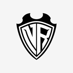 N R initials monogram logo shield designs a modern