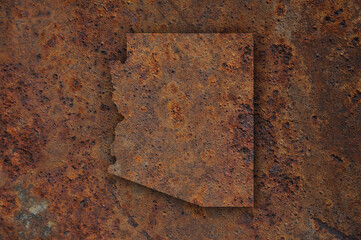 Karte von Arizona auf rostigem Metall