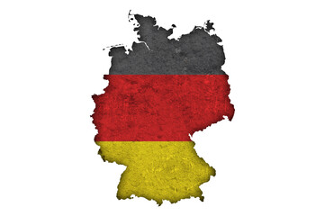 Karte und Fahne von Deutschland auf verwittertem Beton