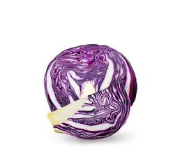 Fototapeta premium Purple cabbage slices on white background