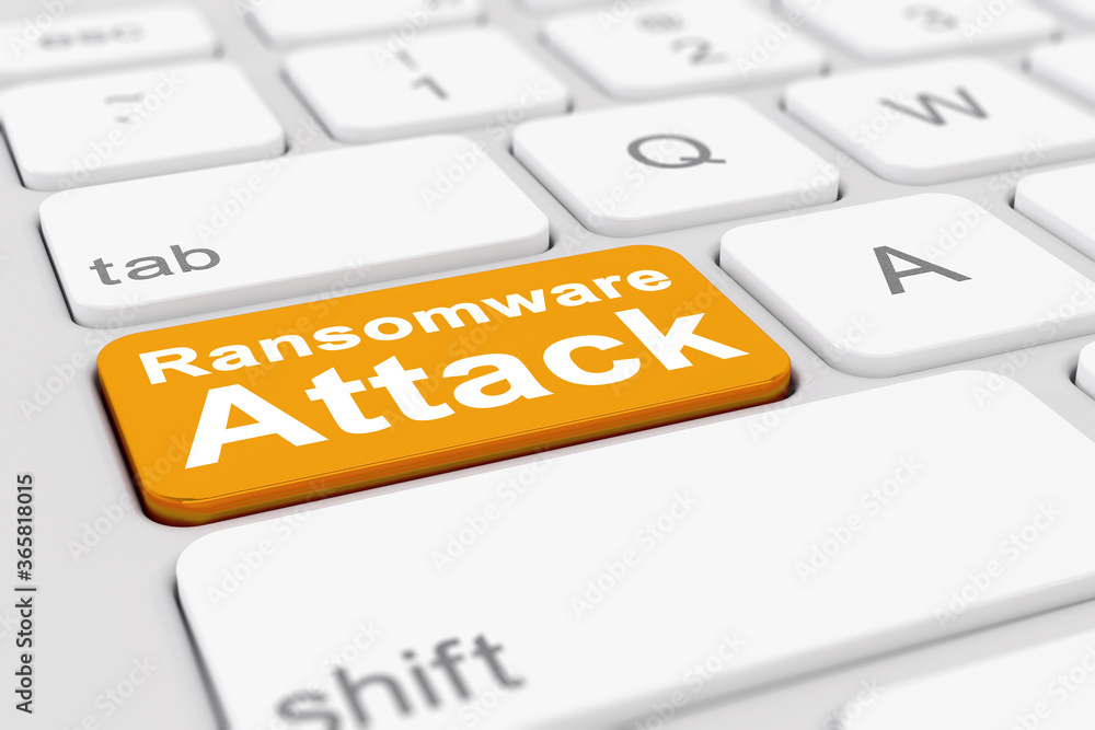 Aufkleber 3d render of a keyboard with an orange key - ransomware attack