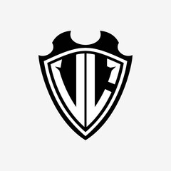 V L initials monogram logo shield designs a modern
