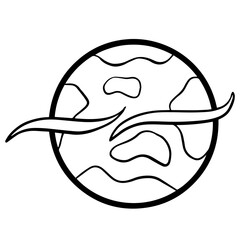 Cartoon Illustration of An Imaginary Plant in Space for Logo or Icon