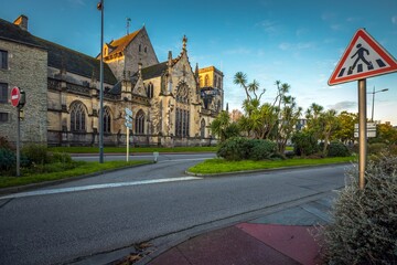 Exterior of the first medieval stone church in Cherbourg Holy Trinity Basilica, built around 435 AD...