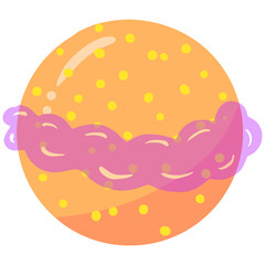 Cartoon Illustration of An Imaginary Plant in Space for Logo or Icon