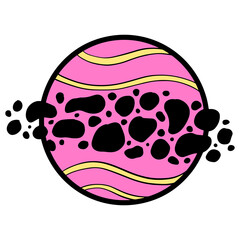 Cartoon Illustration of An Imaginary Plant in Space for Logo or Icon