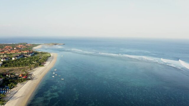Aerial view of Geger Beach. Bali coastline, Indonesia
