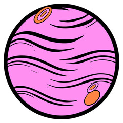 Cartoon Illustration of An Imaginary Plant in Space for Logo or Icon