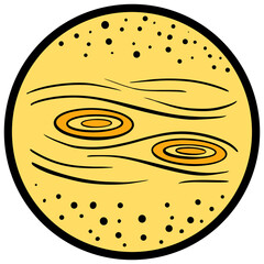 Cartoon Illustration of An Imaginary Plant in Space for Logo or Icon