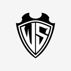 W S initials monogram logo shield designs a modern