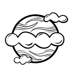 Cartoon Illustration of An Imaginary Plant in Space for Logo or Icon