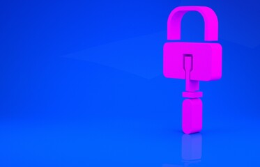 Pink Lockpicks or lock picks for lock picking icon isolated on blue background. Minimalism concept. 3d illustration. 3D render.