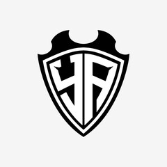 Y A initials monogram logo shield designs a modern