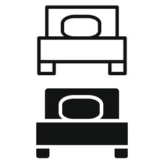 Single bed vector icon. Bedding illustration sign. Bunk symbol. Pillow logo.