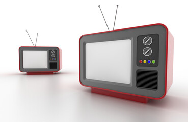 Obraz premium Old vintage TV technology concepts. Original 3d rendering