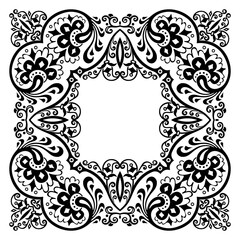 Floral hand drawn vintage border. Frame design.