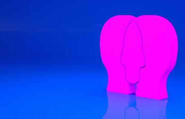 Pink Project team base icon isolated on blue background. Business analysis and planning, consulting, team work, project management. Developers. Minimalism concept. 3d illustration. 3D render..