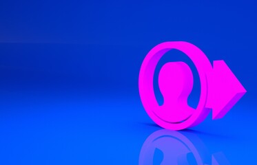 Pink Create account screen icon isolated on blue background. Minimalism concept. 3d illustration. 3D render..