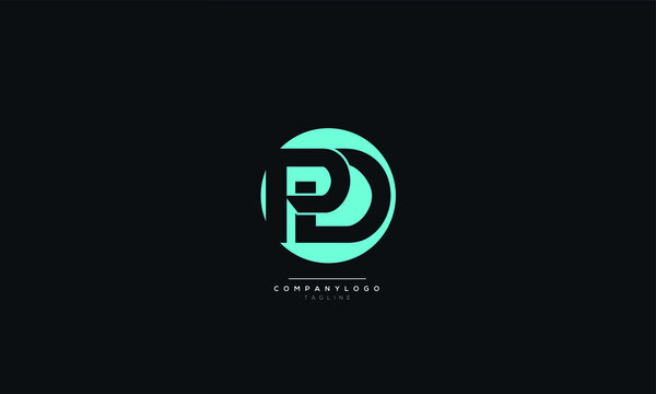Pd logo monogram with sword and shield Royalty Free Vector