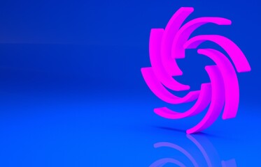 Pink Tornado icon isolated on blue background. Cyclone, whirlwind, storm funnel, hurricane wind or twister weather icon. Minimalism concept. 3d illustration. 3D render..