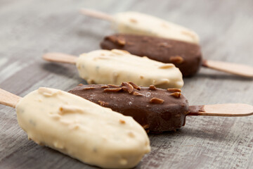 close up of a chocolate ice cream