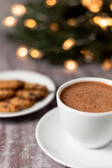 cup of coffee with chocolate and cinnamon