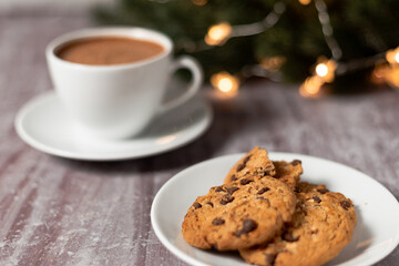 chocolate chip cookies and coffee