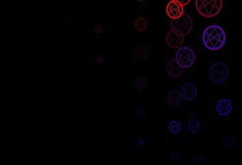 Dark Pink, Red vector pattern with magic elements.