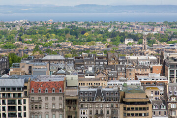 Fototapeta na wymiar Edinburgh City High Angle View - Urban Cityscape