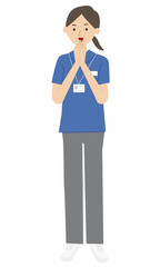 Care staff pose vector illustration