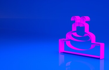 Pink Fountain icon isolated on blue background. Minimalism concept. 3d illustration. 3D render..