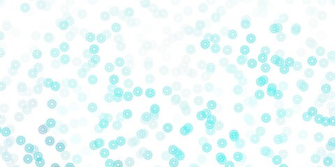 Light blue vector doodle texture with flowers.