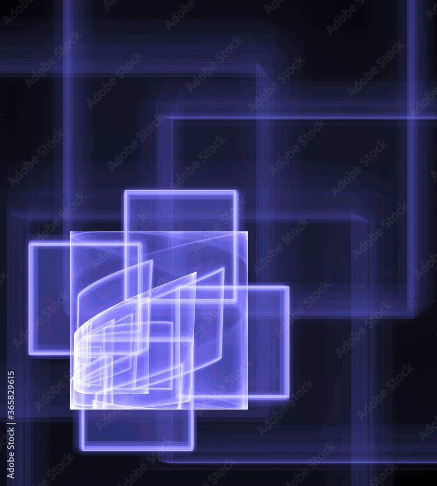 Poster squares and various shapes on a dark abstract background. clean space for text. abstract fractal bac