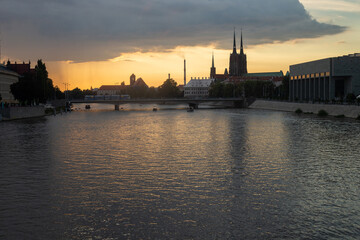 View of Odra river in Wroclaw, Poland