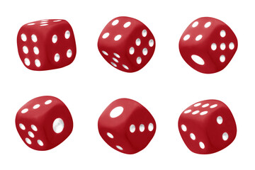 Red dices set, isolated on white background