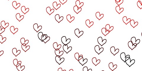 Light Red vector template with doodle hearts.