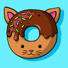 Glazed cute doughnut animal. Isolated donuts with glaze and bite, eaten chocolate icing fritters or caramel circle doughnuts
