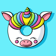 Glazed cute doughnut animal. Isolated donuts with glaze and bite, eaten chocolate icing fritters or caramel circle doughnuts