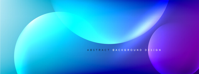 Vector abstract background liquid bubble circles on fluid gradient with shadows and light effects. Shiny design templates for text