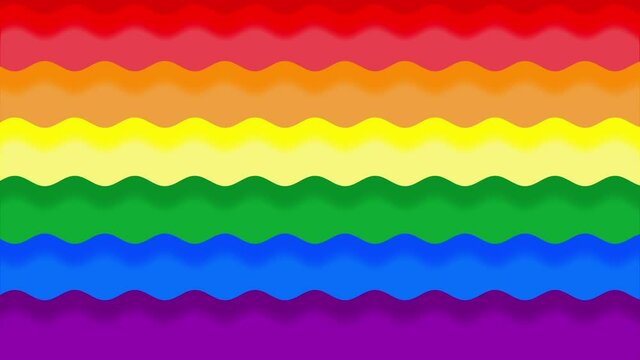 Close-up of an animated rainbow flag. Lgbt flag animated in close-up as floating waves.