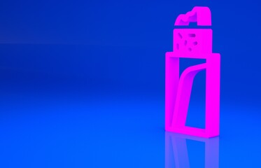 Pink Burrito icon isolated on blue background. Traditional mexican fast food. Minimalism concept. 3d illustration. 3D render..