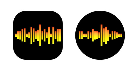 Two Icons Design with Waves of the equalizer. EQ Vector Illustration. Voice Memo Recorder Icon.