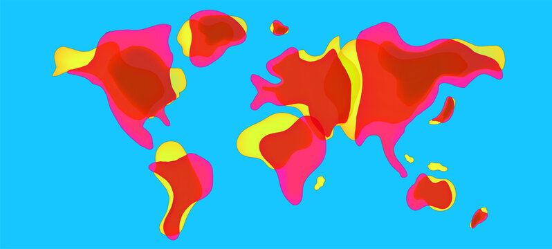 Trendy Liquid Shaped World Map In Vector