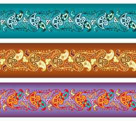 Abstract ethnic nature tile stripes set